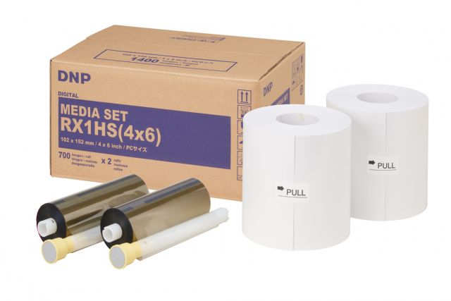 DNP Paper/Ribbon Set for RX1HS Printer 700 4"x 6" Prints per roll = 1400 Total 