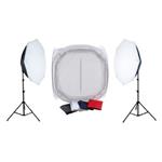 f Falcon Eyes Product Photo- Set with 120x120x120 Photo Tent and Lighting 2200W