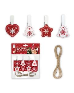 Zep Christmas Kit Wood Clips Red LK38R 8 Pcs.
